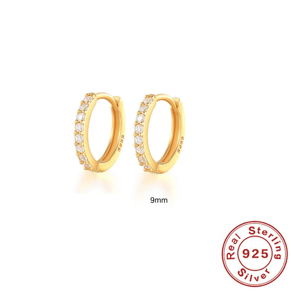 Wholesale S925 Sterling Silver Circle Earrings Set With Diamonds And Turquoise Electroplated With 18K Gold Simple Geometric Style For Women