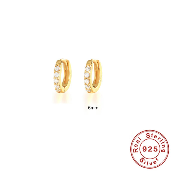 Wholesale S925 Sterling Silver Circle Earrings Set With Diamonds And Turquoise Electroplated With 18K Gold Simple Geometric Style For Women