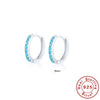 Wholesale S925 Sterling Silver Circle Earrings Set With Diamonds And Turquoise Electroplated With 18K Gold Simple Geometric Style For Women