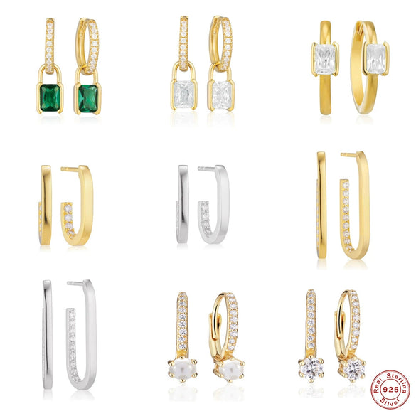 Wholesale S925 Sterling Silver Circle U Shaped Geometric Exaggerated Women's Earrings With Zircon