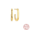 Wholesale S925 Sterling Silver Circle U Shaped Geometric Exaggerated Women's Earrings With Zircon