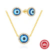 Wholesale S925 Sterling Silver Classic Devil's Eye Stud Earrings And Necklace Combination Accessories With Electroplating For Women