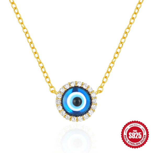 Wholesale S925 Sterling Silver Classic Devil's Eye Stud Earrings And Necklace Combination Accessories With Electroplating For Women