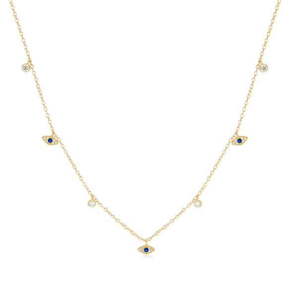 Wholesale S925 Sterling Silver Classic Devil's Eye Zircon Clavicle Necklace With Geometric Pattern And Electroplating For Women