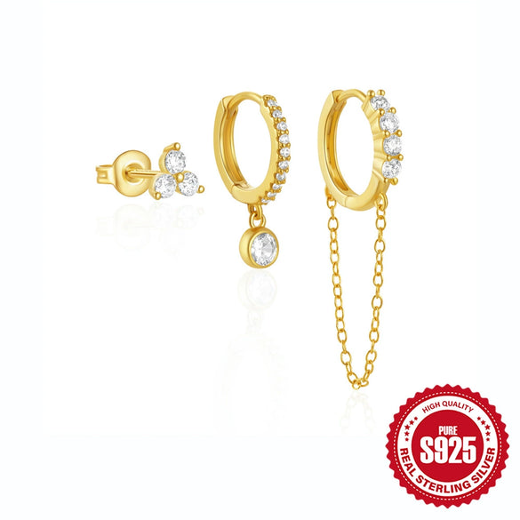 Wholesale S925 Sterling Silver Classic Elegant Geometric Earrings With Electroplating For Women