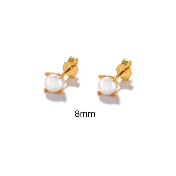 Wholesale S925 Sterling Silver Classic Four Claw Imitation Pearl Earrings For Women With Geometric Design And Electroplating