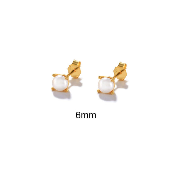 Wholesale S925 Sterling Silver Classic Four Claw Imitation Pearl Earrings For Women With Geometric Design And Electroplating