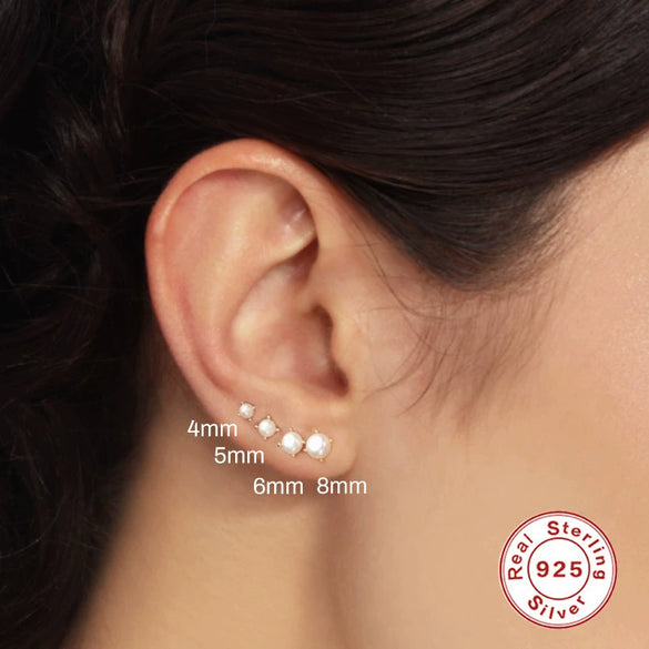 Wholesale S925 Sterling Silver Classic Four Claw Imitation Pearl Earrings For Women With Geometric Design And Electroplating