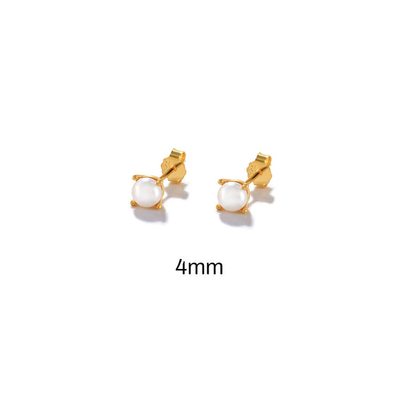 Wholesale S925 Sterling Silver Classic Four Claw Imitation Pearl Earrings For Women With Geometric Design And Electroplating