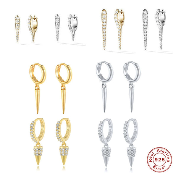 Wholesale S925 Sterling Silver Classic Personality Rivet Geometric Earrings For Cool Girls