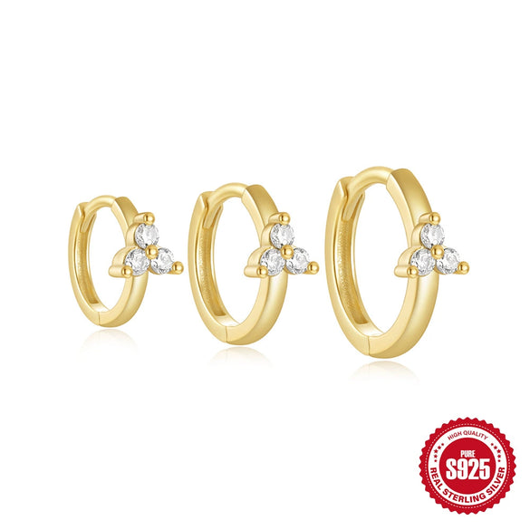 Wholesale S925 Sterling Silver Classic Petal Triple Diamond Multi Size Earrings With Geometric Styling And Electroplating For Women