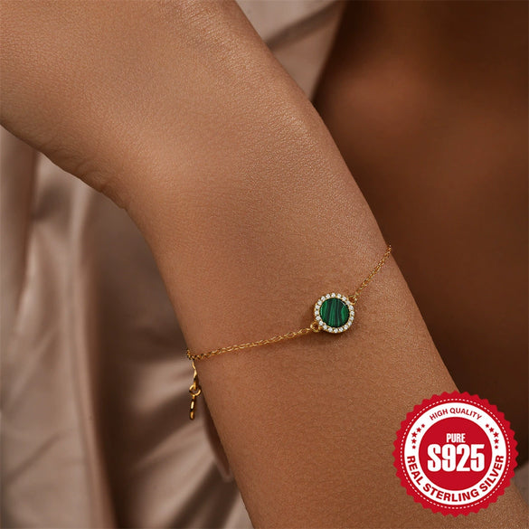 Wholesale S925 Sterling Silver Classic Round Peacock Diamond All Match Women's Bracelet With Electroplating And Real Gold Plating Geometric Style