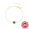 Wholesale S925 Sterling Silver Classic Round Peacock Diamond All Match Women's Bracelet With Electroplating And Real Gold Plating Geometric Style