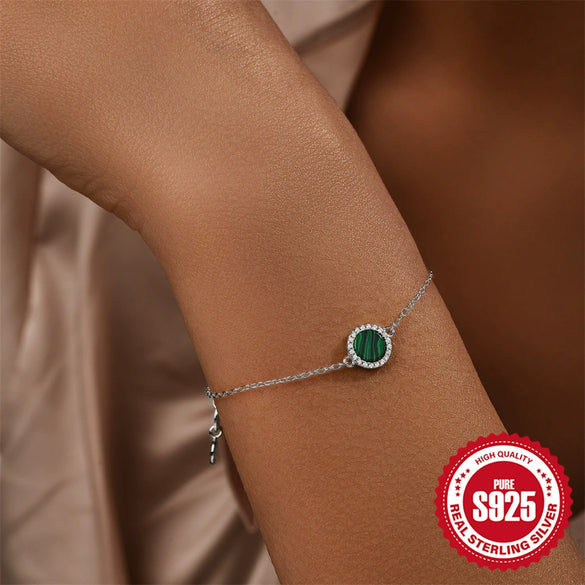 Wholesale S925 Sterling Silver Classic Round Peacock Diamond All Match Women's Bracelet With Electroplating And Real Gold Plating Geometric Style