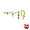 Wholesale S925 Sterling Silver Classic Square Green Zirconium Tassel Geometric Electroplated Earrings For Women