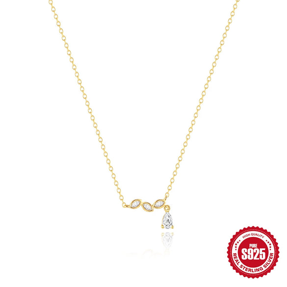 Wholesale S925 Sterling Silver Classic Water Drop Geometric Horse Eye Diamond Necklace For Women With Electroplating O Word Chain