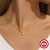 Wholesale S925 Sterling Silver Classic Water Drop Geometric Patterned Clavicle Chain With Diamond Pearl O Chain Necklace Electroplated For Women