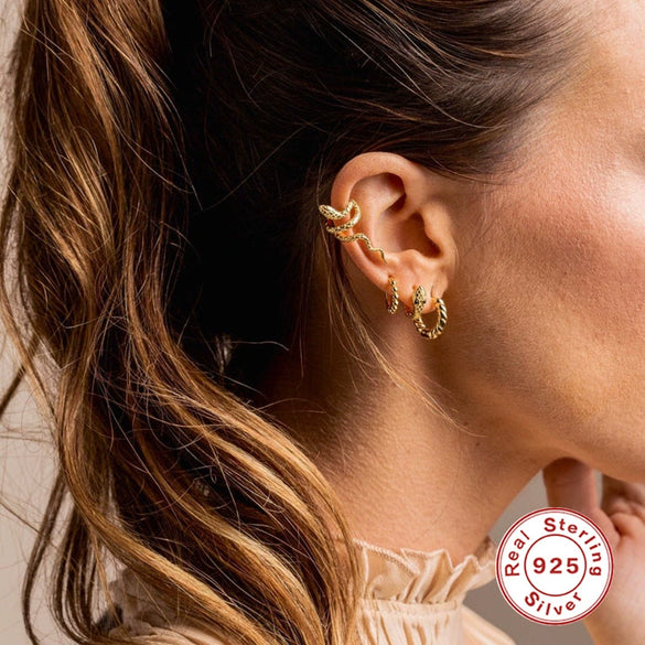 Wholesale S925 Sterling Silver Cold Style Snake Shaped Ear Clip For Women With Electroplating Process