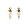 Wholesale S925 Sterling Silver Colored Stone Pearl Earrings With Elegant Simple Niche Design And Geometric Style And Electroplating Process