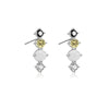 Wholesale S925 Sterling Silver Colored Stone Pearl Earrings With Elegant Simple Niche Design And Geometric Style And Electroplating Process