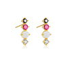 Wholesale S925 Sterling Silver Colored Stone Pearl Earrings With Elegant Simple Niche Design And Geometric Style And Electroplating Process