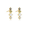 Wholesale S925 Sterling Silver Colored Stone Pearl Earrings With Elegant Simple Niche Design And Geometric Style And Electroplating Process