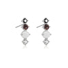 Wholesale S925 Sterling Silver Colored Stone Pearl Earrings With Elegant Simple Niche Design And Geometric Style And Electroplating Process