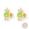 Wholesale S925 Sterling Silver Colorful Dripping Oil Fun Bird Devil's Eye Avocado Animal Pattern Electroplated Ear Studs For Women