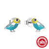 Wholesale S925 Sterling Silver Colorful Dripping Oil Fun Bird Devil's Eye Avocado Animal Pattern Electroplated Ear Studs For Women