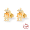 Wholesale S925 Sterling Silver Colorful Dripping Oil Fun Bird Devil's Eye Avocado Animal Pattern Electroplated Ear Studs For Women