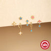 Wholesale S925 Sterling Silver Colorful Opal Flowers Round Horse Eye Zircon Geometric Threepiece Earrings For Women Set With Gemstones