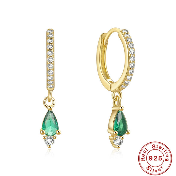 Wholesale S925 Sterling Silver Colorful Water Drop Geometric Earrings For Women