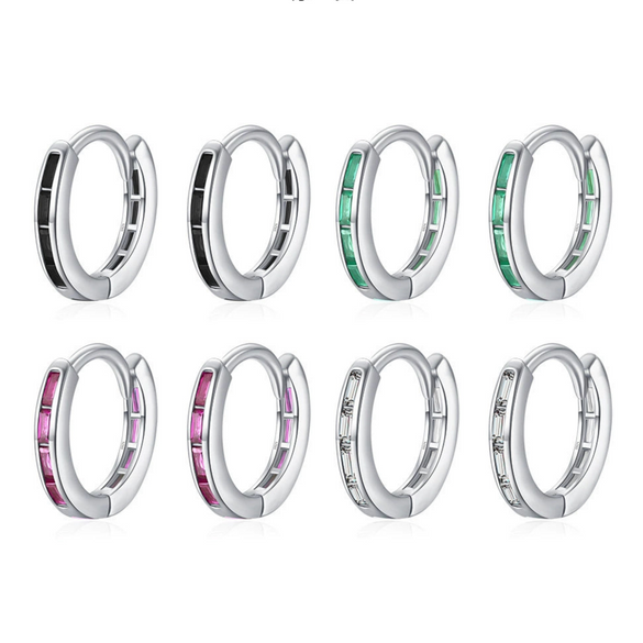 Wholesale S925 Sterling Silver Colorful Zircon Inlaid Geometric Earrings For Women