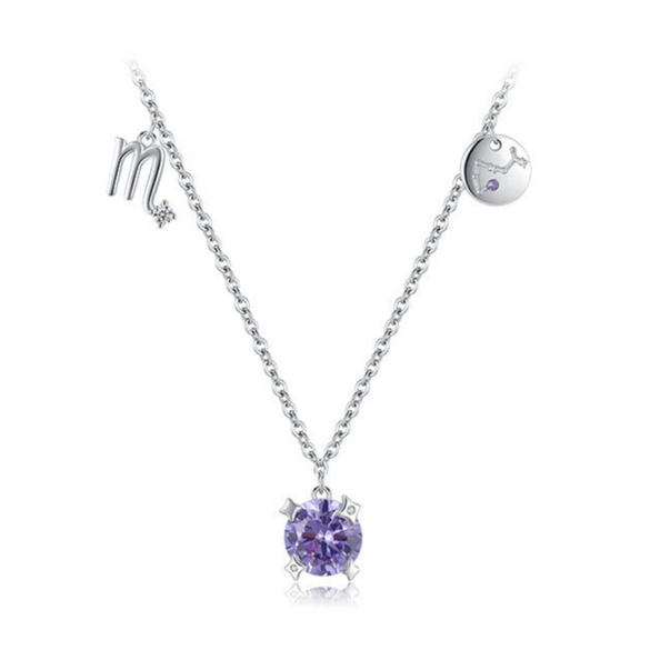 Wholesale S925 Sterling Silver Constellation Scorpio Inlaid Zircon Clavicle Chain For Women Simple Style