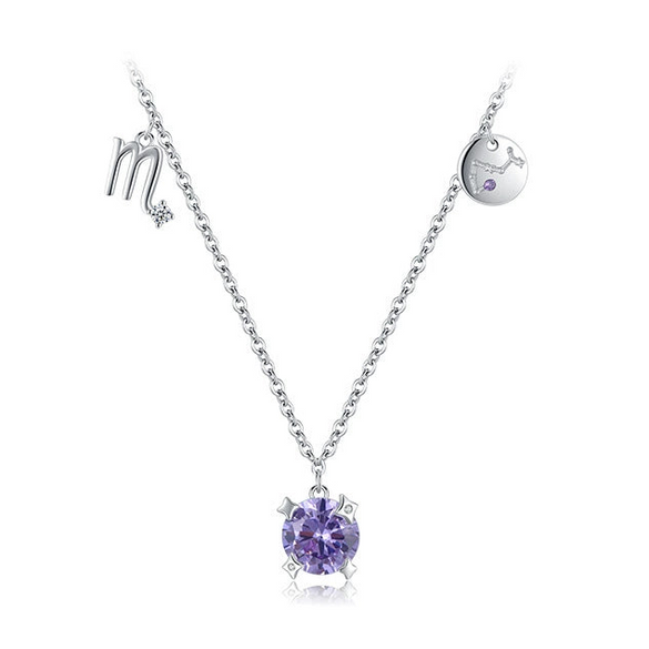 Wholesale S925 Sterling Silver Constellation Scorpio Inlaid Zircon Clavicle Chain For Women Simple Style