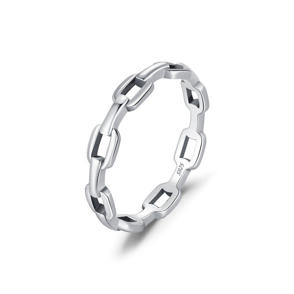 Wholesale S925 Sterling Silver Cool Retro Old Star Chain Buckle Ring For Women Distressed