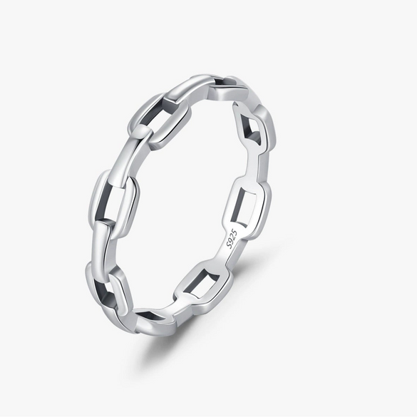 Wholesale S925 Sterling Silver Cool Retro Old Star Chain Buckle Ring For Women Distressed