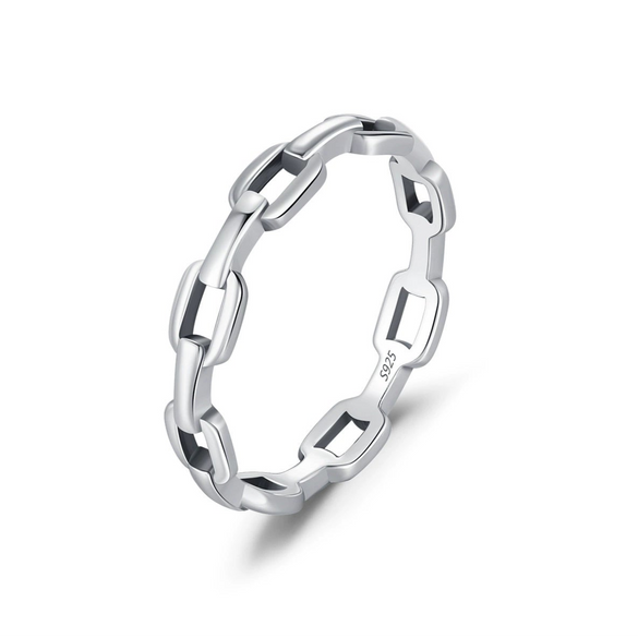 Wholesale S925 Sterling Silver Cool Retro Old Star Chain Buckle Ring For Women Distressed