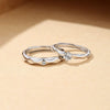 Wholesale S925 Sterling Silver Couple Ring With Wave And Rhombus Pattern Diamond Design Light Luxury Style