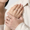 Wholesale S925 Sterling Silver Couple Ring With Wave And Rhombus Pattern Diamond Design Light Luxury Style