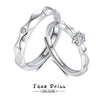 Wholesale S925 Sterling Silver Couple Ring With Wave And Rhombus Pattern Diamond Design Light Luxury Style