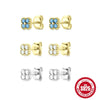 Wholesale S925 Sterling Silver Creative Exquisite Turquoise Zircon Petal Four Leaf Clover Earrings For Women With Geometric Design