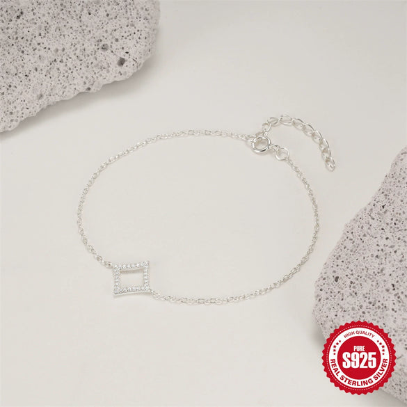 Wholesale S925 Sterling Silver Creative Geometric Diamond Bracelet For Women With Electroplating Treatment Popular And Elegant Hand Jewelry