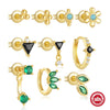 Wholesale S925 Sterling Silver Creative Pine Stone Ear Bone Nail Earrings With Small Gold Balls And Inlaid Zircon Geometric Pattern For Women