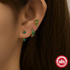 Wholesale S925 Sterling Silver Creative Pine Stone Ear Bone Nail Earrings With Small Gold Balls And Inlaid Zircon Geometric Pattern For Women