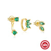 Wholesale S925 Sterling Silver Creative Pine Stone Ear Bone Nail Earrings With Small Gold Balls And Inlaid Zircon Geometric Pattern For Women
