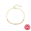 Wholesale S925 Sterling Silver Creative Stacked Double Diamond All Match Women's Bracelet With Geometric Pattern And Real Gold Electroplating