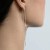 Wholesale S925 Sterling Silver Cross Ear Wire Micropaved Zircon Geometric Long Earrings For Women