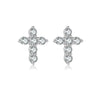 Wholesale S925 Sterling Silver Cross Earrings For Women With Platinum Or 18K Gold Electroplating In Fashionable And Trendy Style