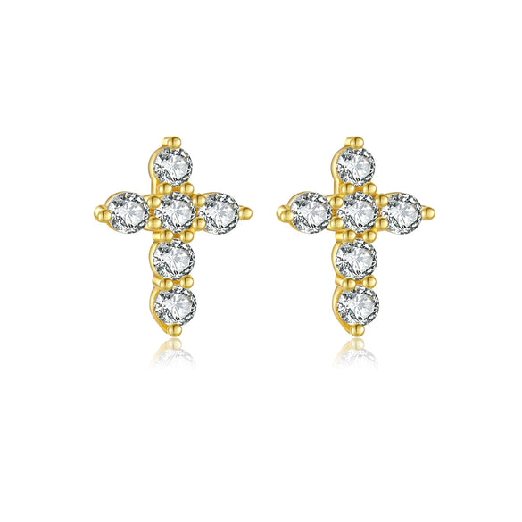 Wholesale S925 Sterling Silver Cross Earrings For Women With Platinum Or 18K Gold Electroplating In Fashionable And Trendy Style
